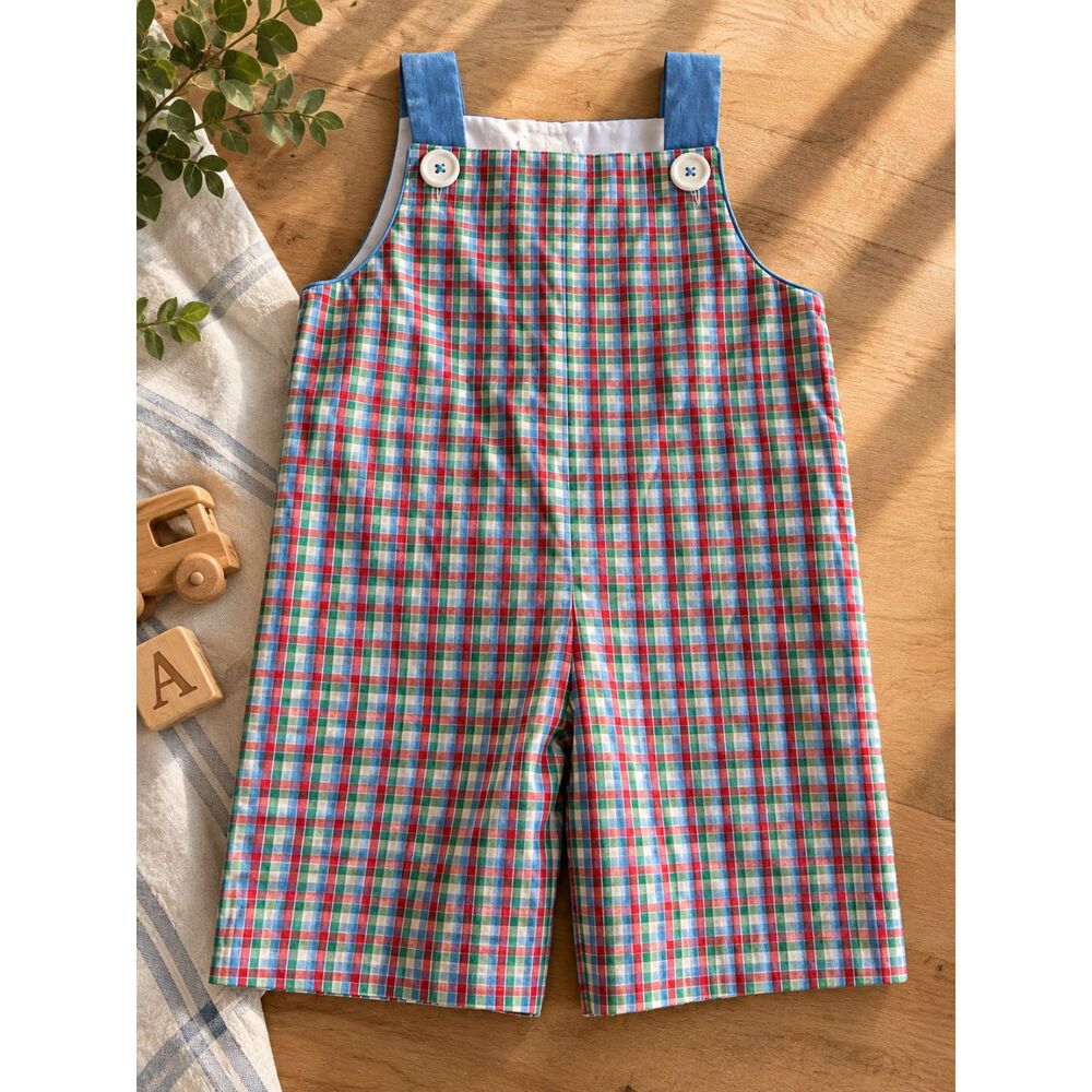 The Beaufort Bonnet Company Plaid Jon Jon Romper 3T NWOT